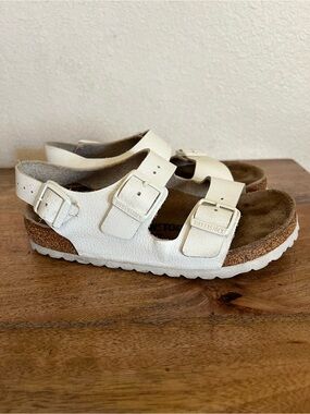 Birkenstock Milano Leather White Sandals Size 36 L 5-5.5 Regular fit